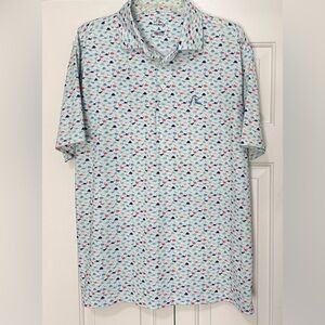 Rhoback Jurassic Mens L Multicolor Dinosaurs Polyester Polo Shirt FAINT COLOGNE